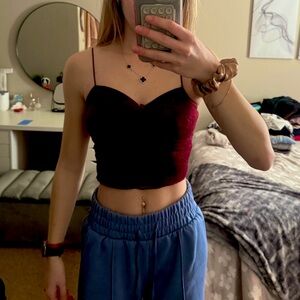 Dark Red Laced Tank Top